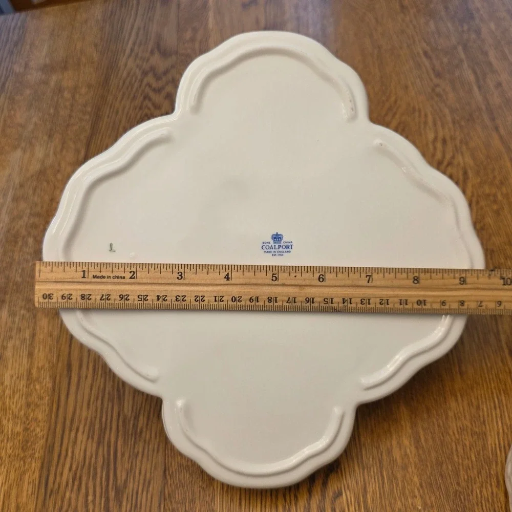Coalport Bone China Fruit Berry Basket Serving Tray Cream Sugar 22K Gold England